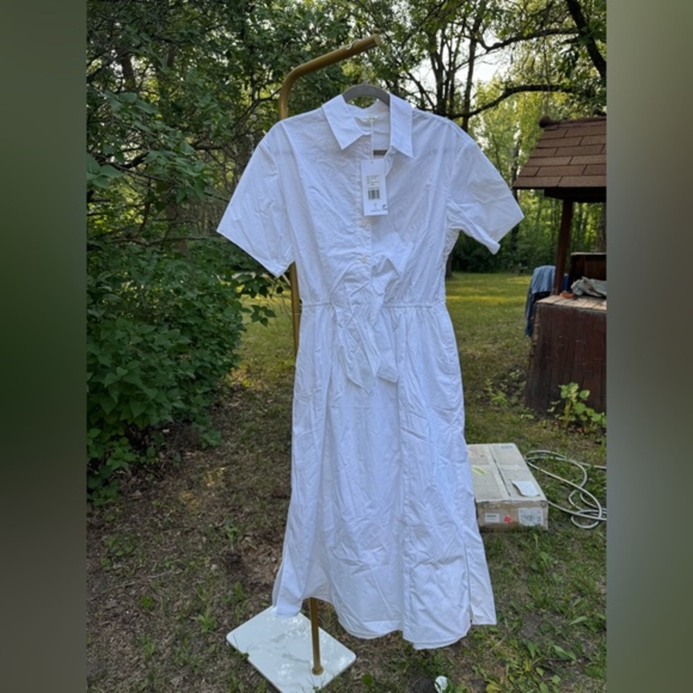 Thakoon Crisp White Tie Front Collared Dress NWT Sz 8